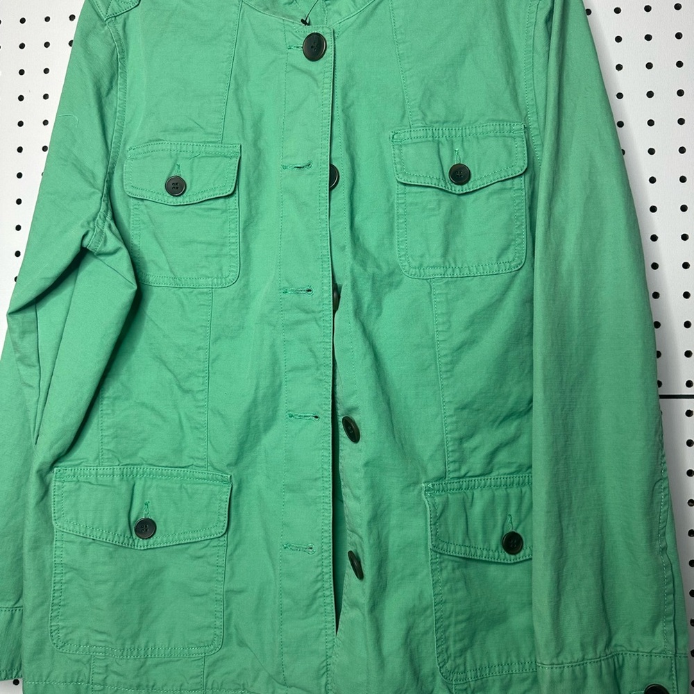 Talbots Green Utility Jacket - Women's Casual Military Style size XL - Picture 5 of 7